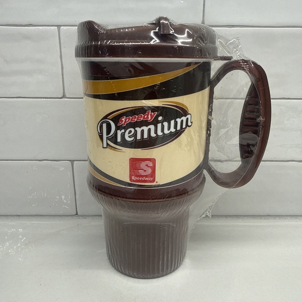 Speedway Speedy Premium 20 oz Insulated Refillable Coffee Travel Mug Whirley NEW